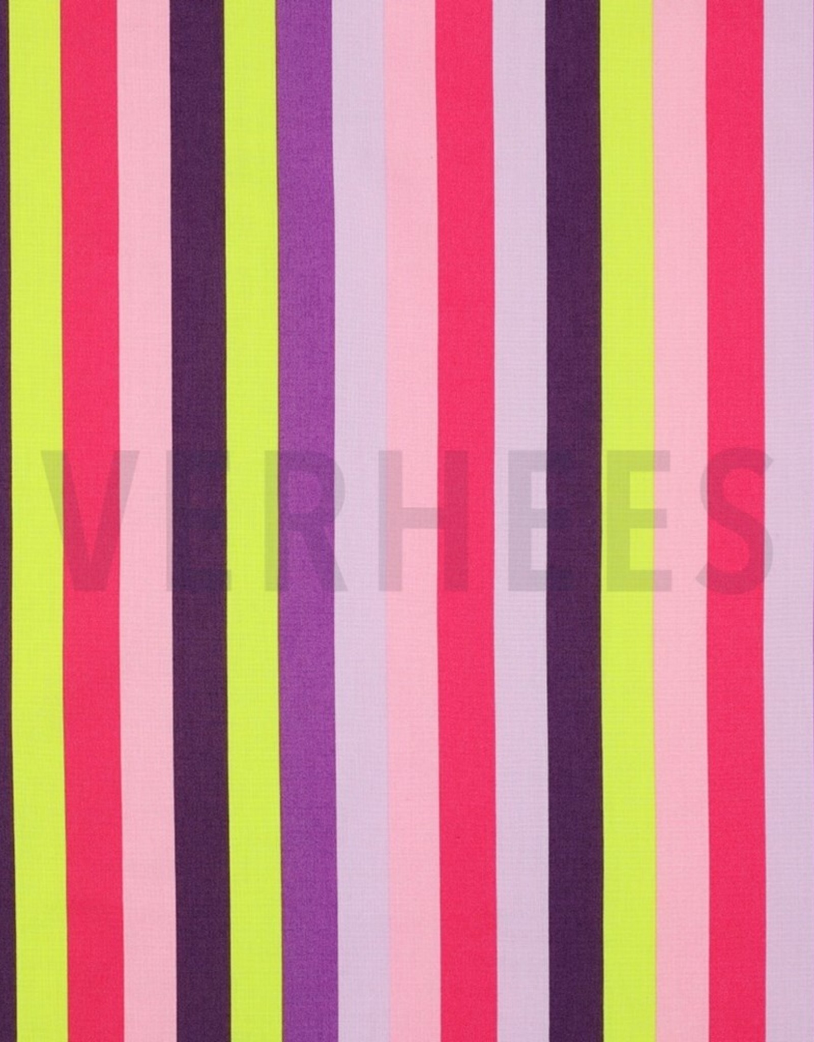 Katoen poplin zomer strepen purple- neon