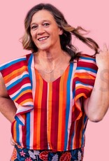 Katoen poplin zomer strepen bordeaux