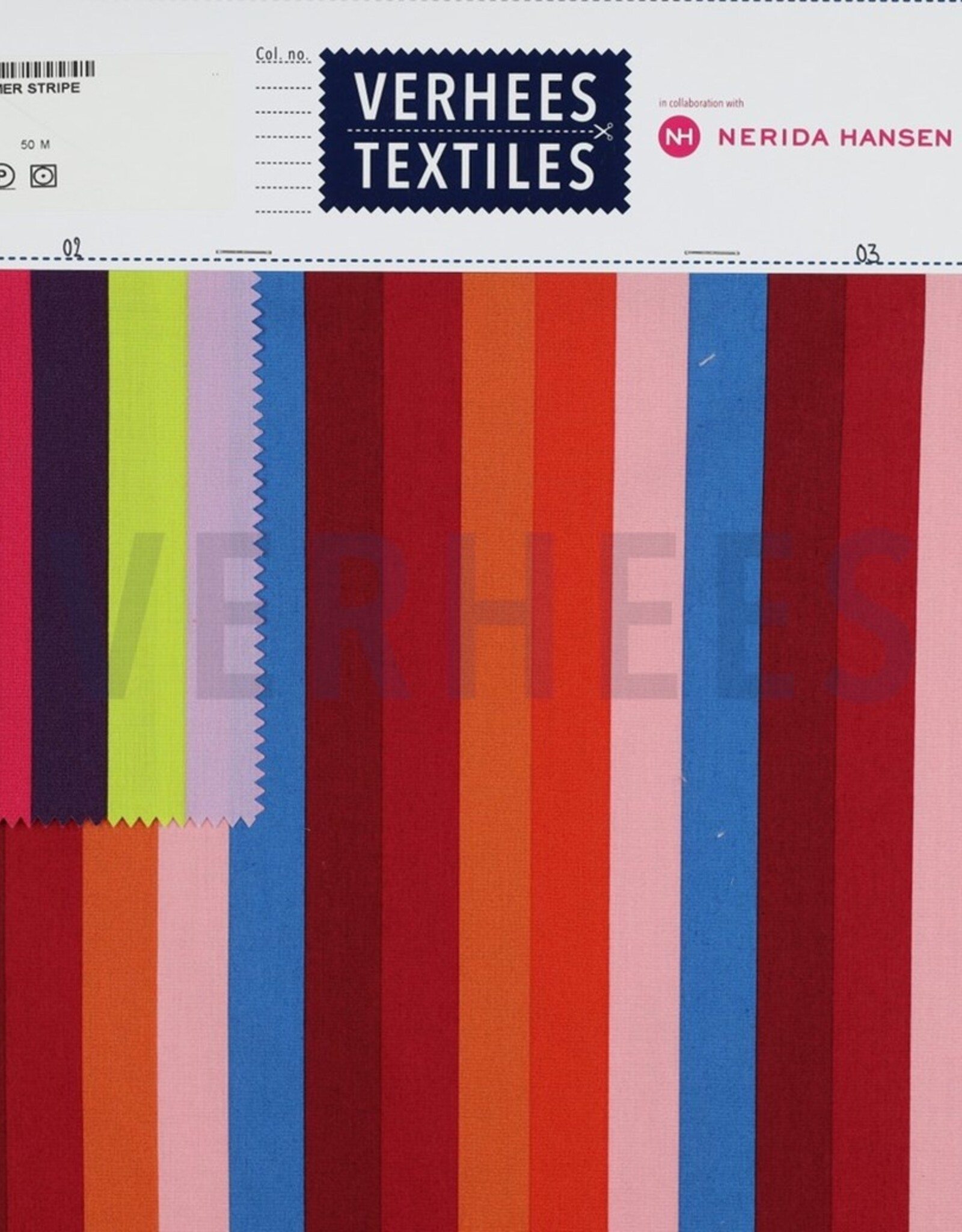 Katoen poplin zomer strepen bordeaux