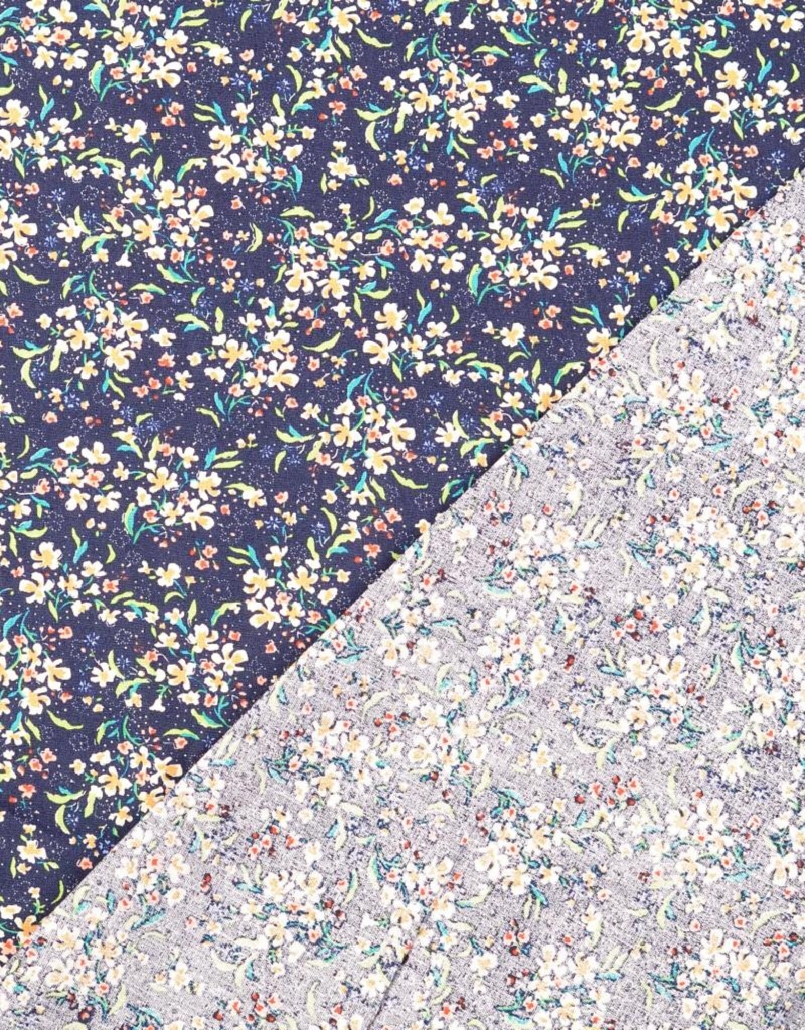 Katoen poplin klein design navy