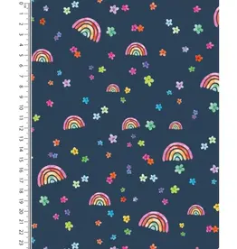 Stoffenschuur selectie Jersey digital regenboog navy