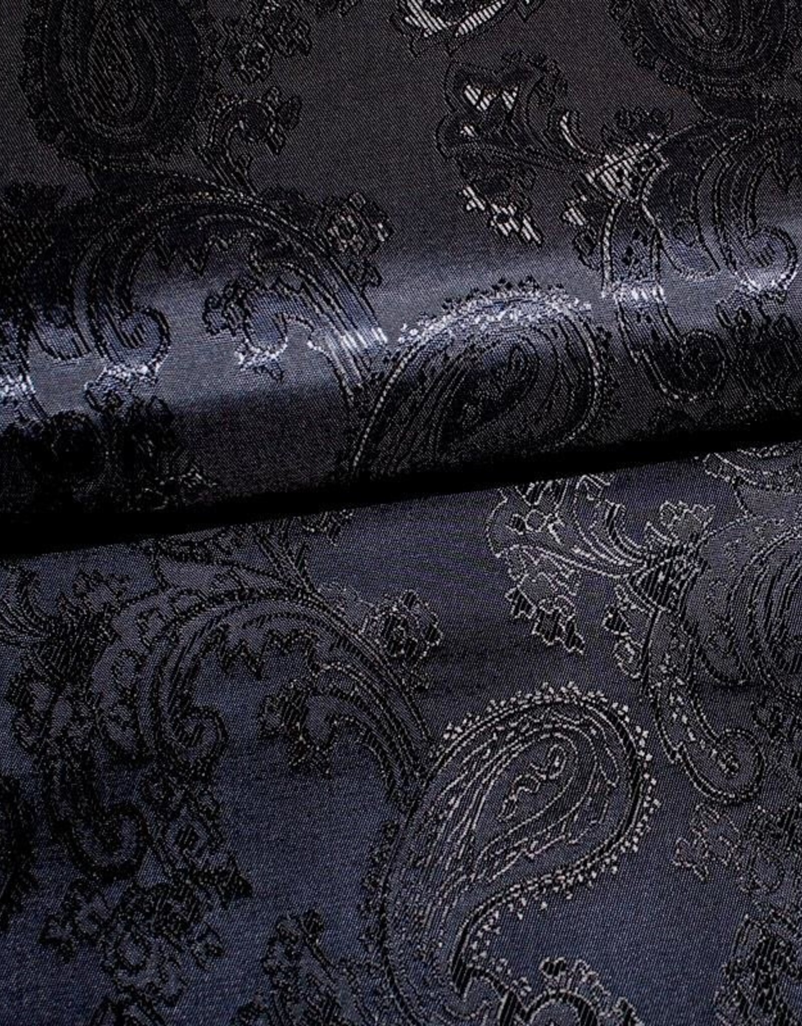 Voering bedrukt paisley zwart