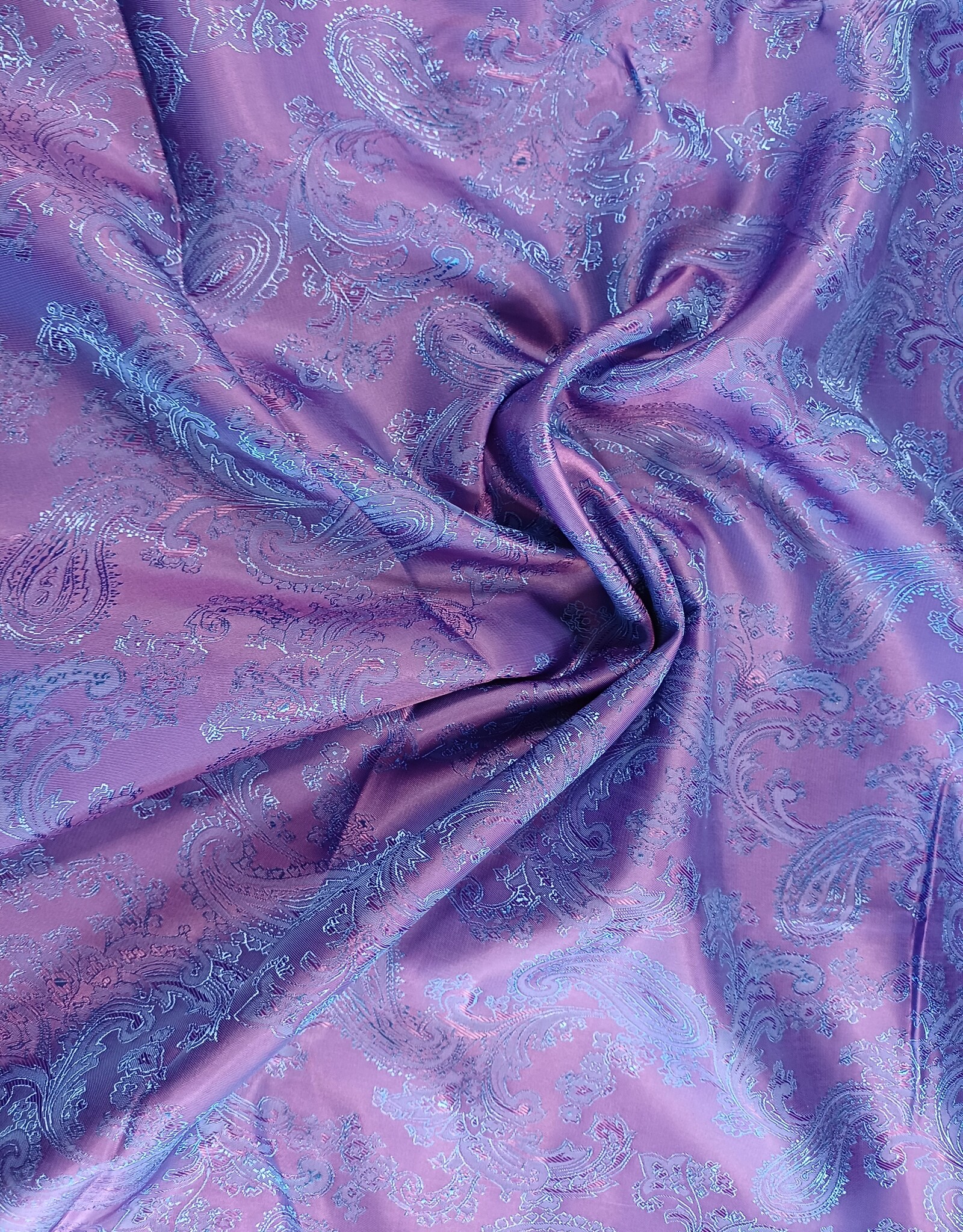 Voering bedrukt paisley Blauw, paars