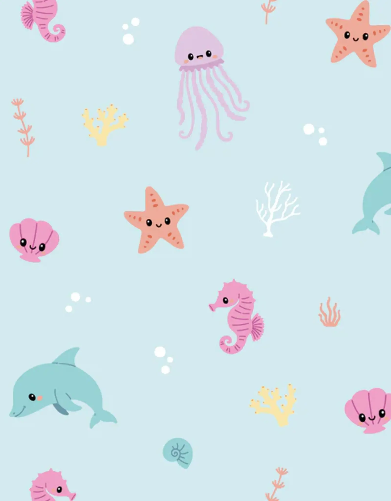 Katoen poplin diep in de zee, babyblauw