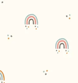 Katoen poplin Regenboog wit