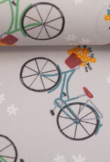 Gecoat katoen fietsen met bloemenmandje