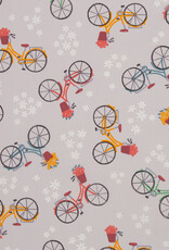 Gecoat katoen fietsen met bloemenmandje