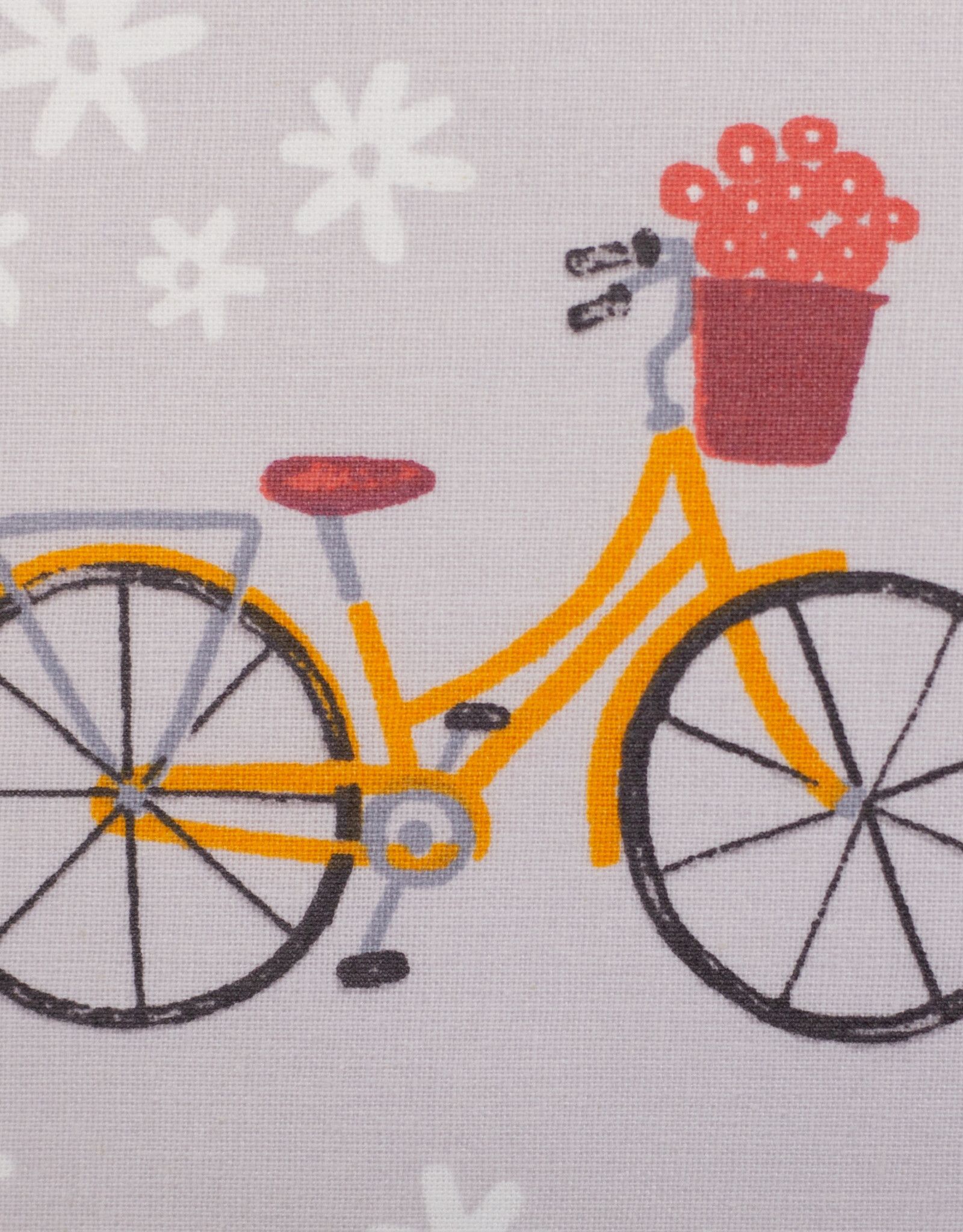 Gecoat katoen fietsen met bloemenmandje