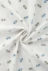 Katoen poplin  autootjes wit