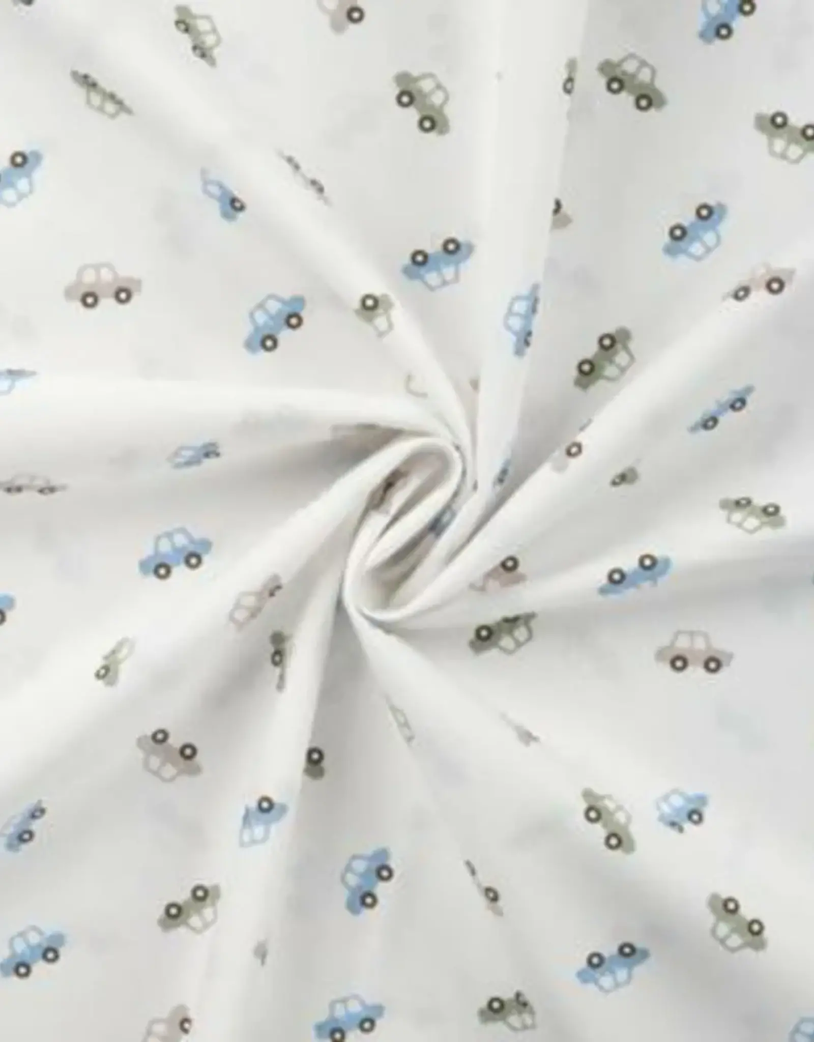 Katoen poplin  autootjes wit