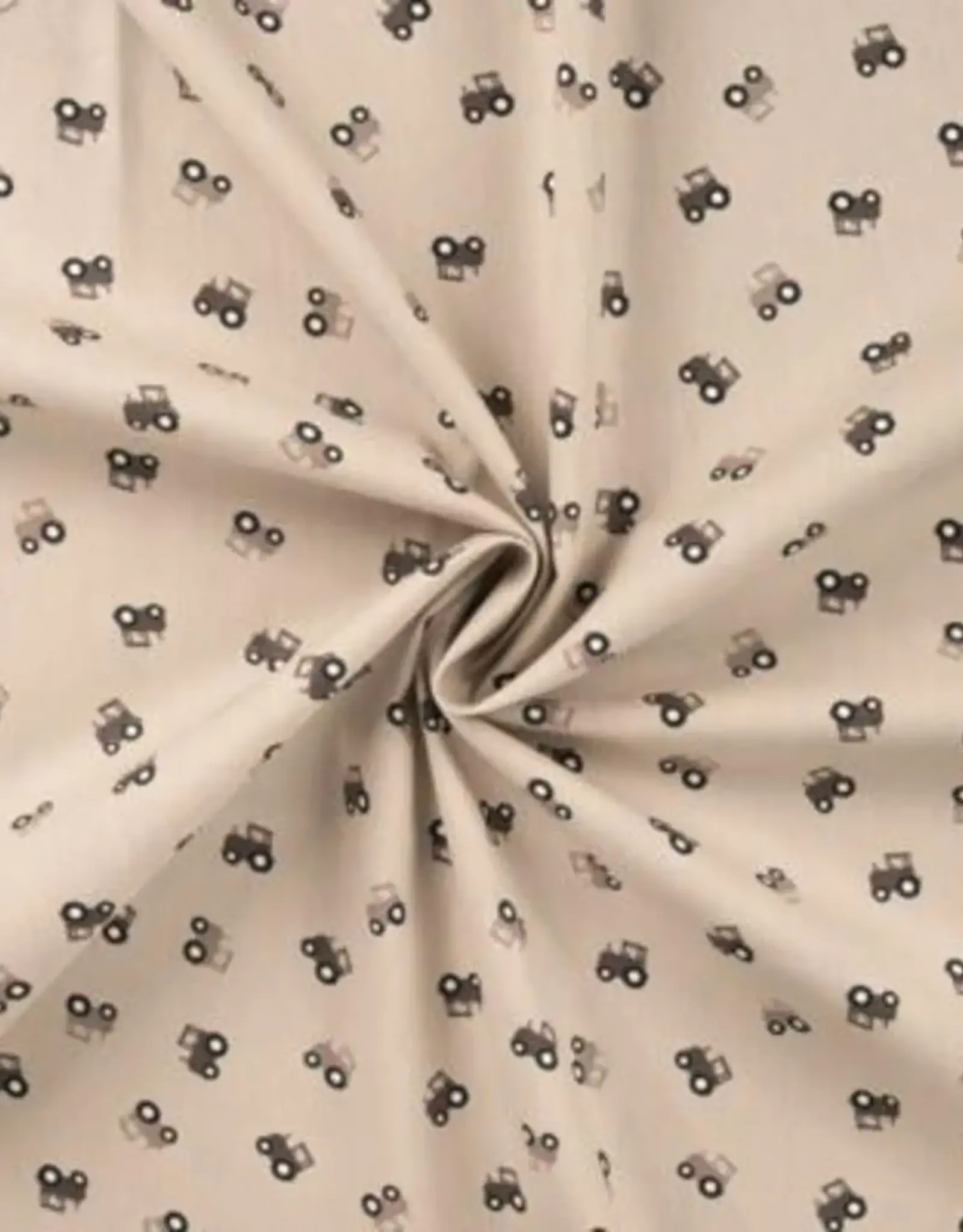 Katoen poplin  tractors beige