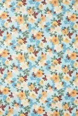 Katoen poplin  romantische bloem licht blauw Katoen poplin  romantische bloem licht blauw
