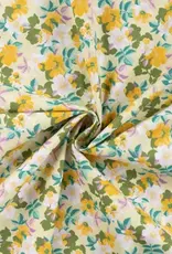 Katoen poplin  romantische bloem licht geel Katoen poplin  romantische bloem licht geel
