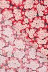 Katoen poplin  retro bloem roze/rood Katoen poplin  retro bloem roze/rood