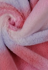 Stoffenschuur selectie Faux fur roze regenboog diagonale strepen