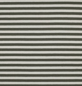 Rib tricot strepen pickle/ ecru