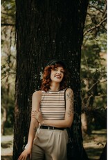 Rib tricot strepen pickle/ ecru Rib tricot strepen pickle/ ecru