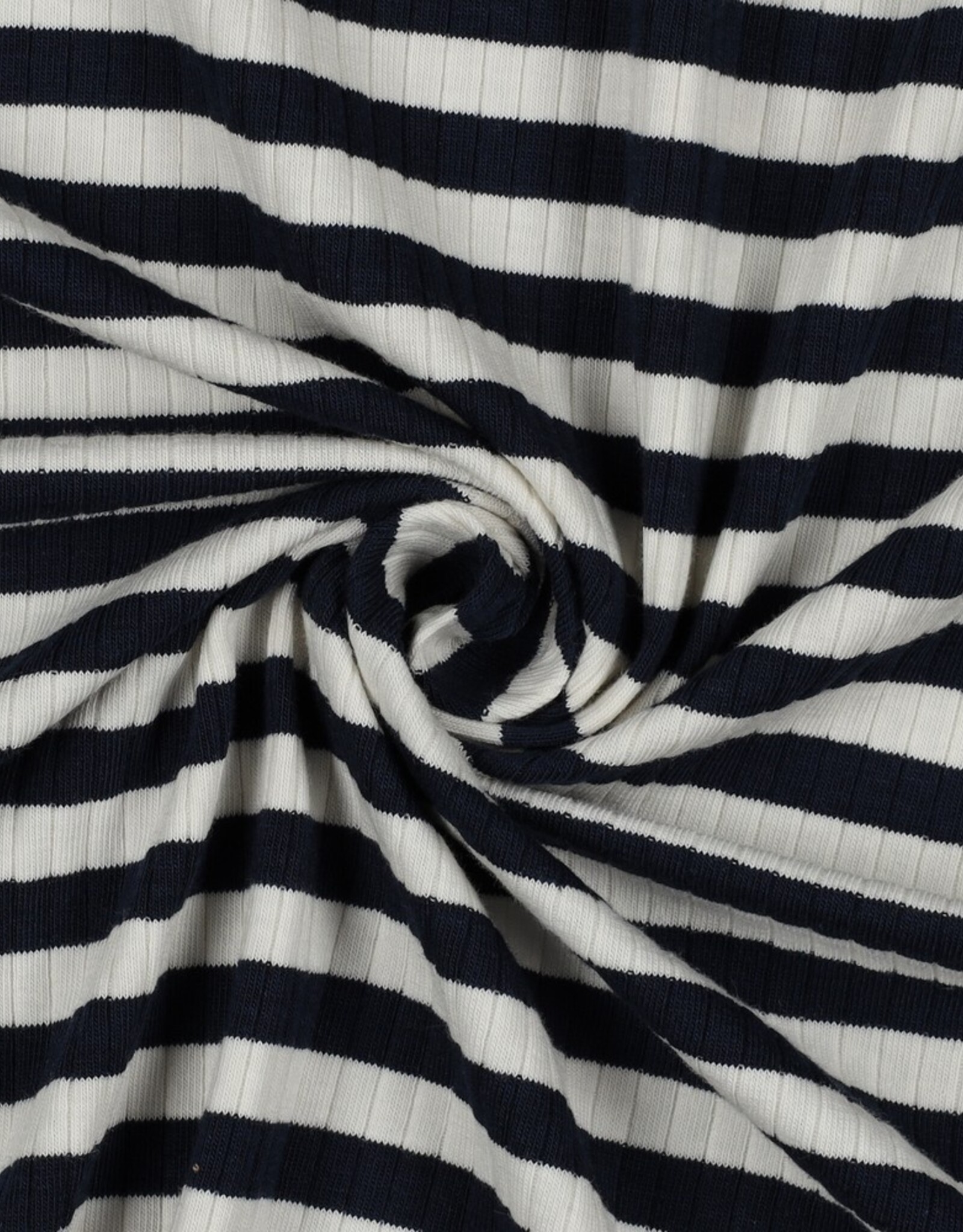 Rib tricot strepen navy/ecru