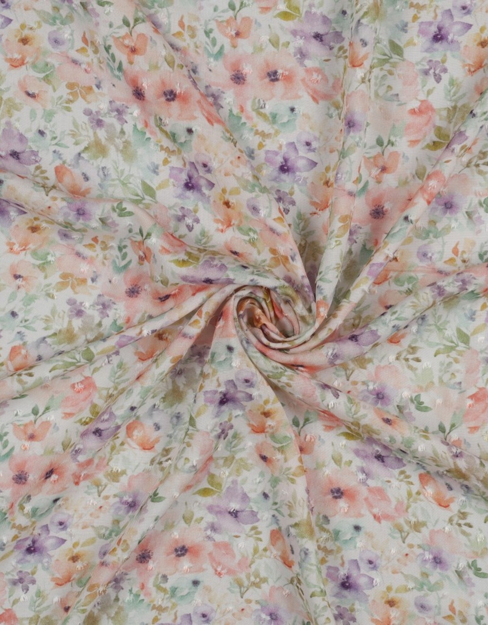 Stoffenschuur selectie Viscose dobby bloemen pastel