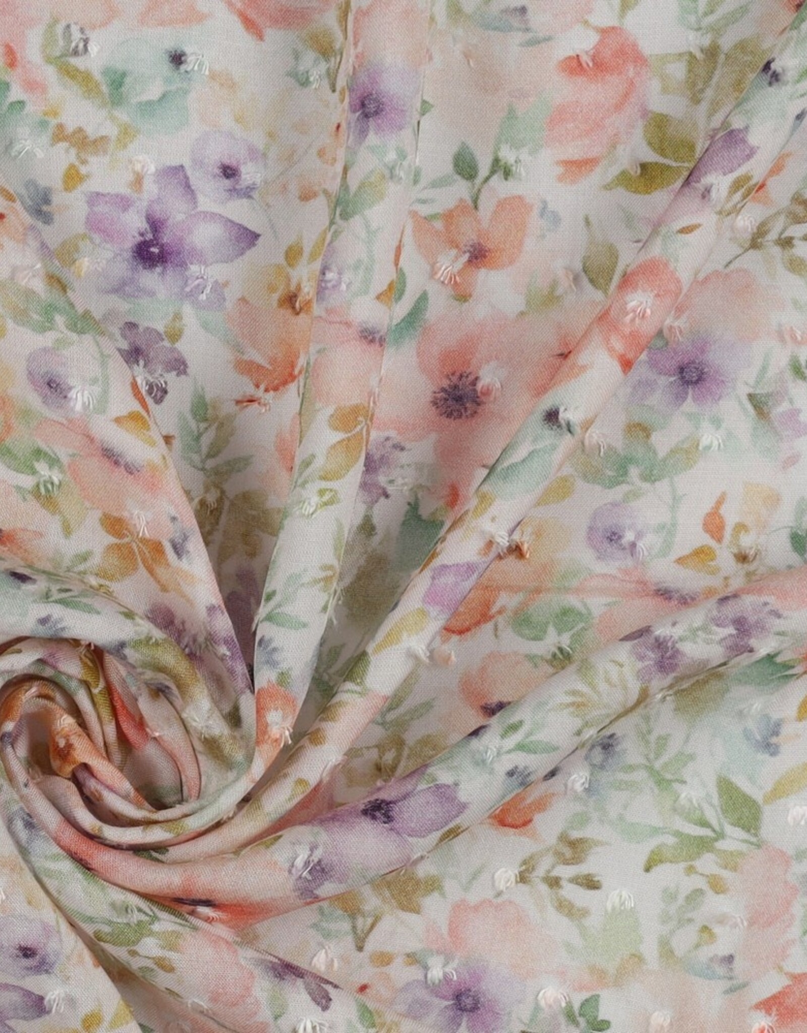 Stoffenschuur selectie Viscose dobby bloemen pastel