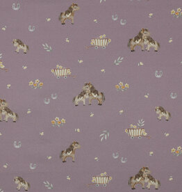 Fijne poplin horses lavendel