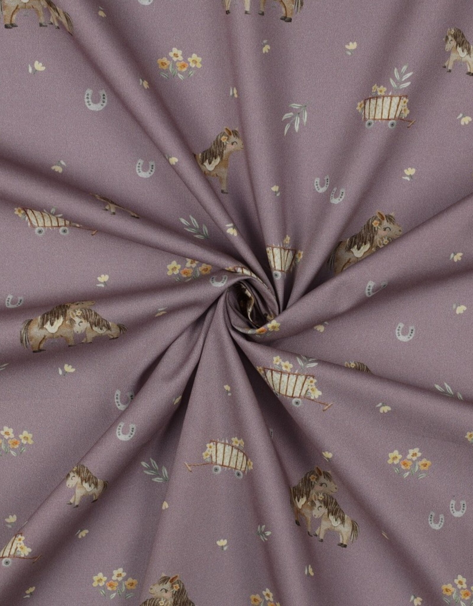 Fijne poplin horses lavendel