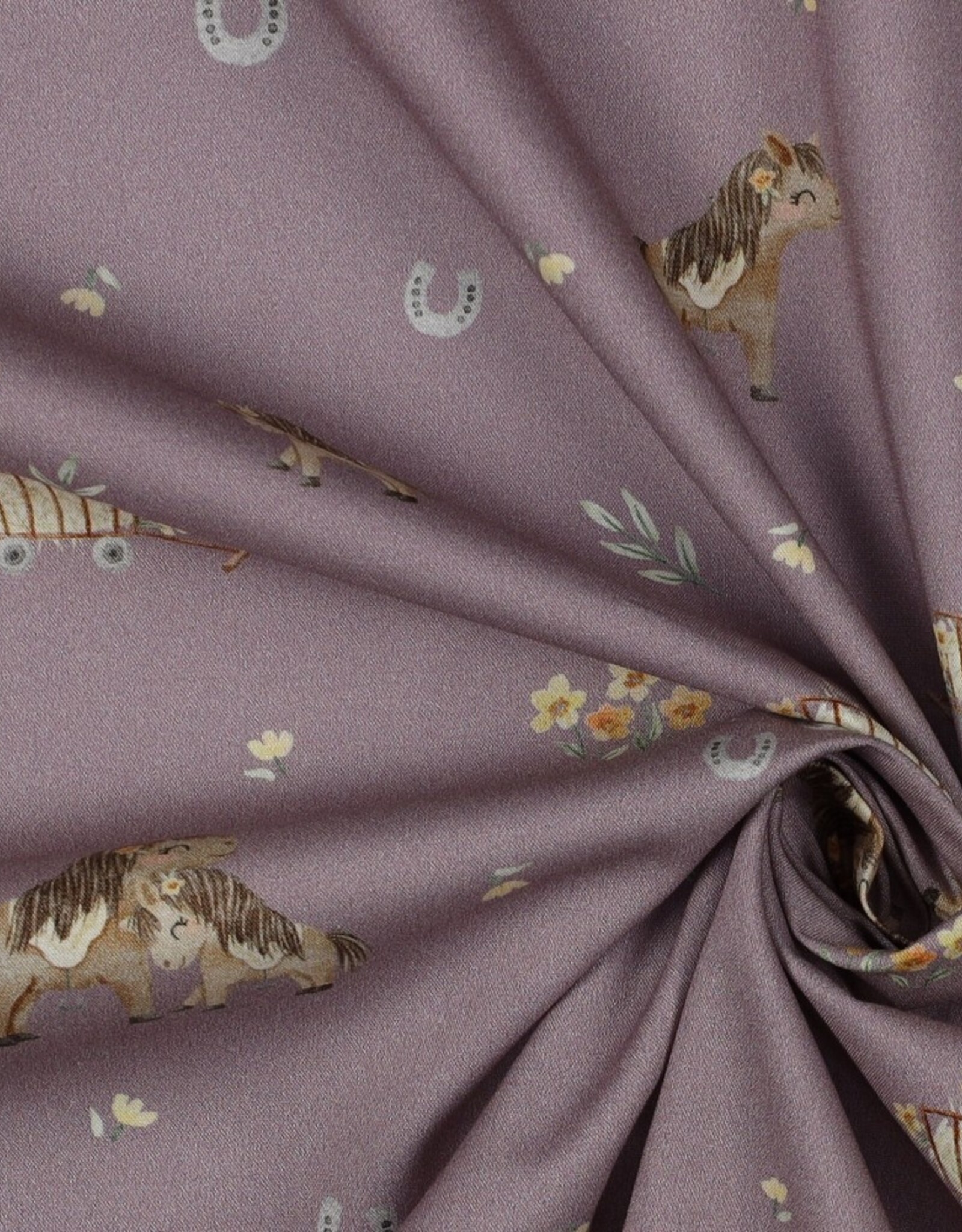 Fijne poplin horses lavendel