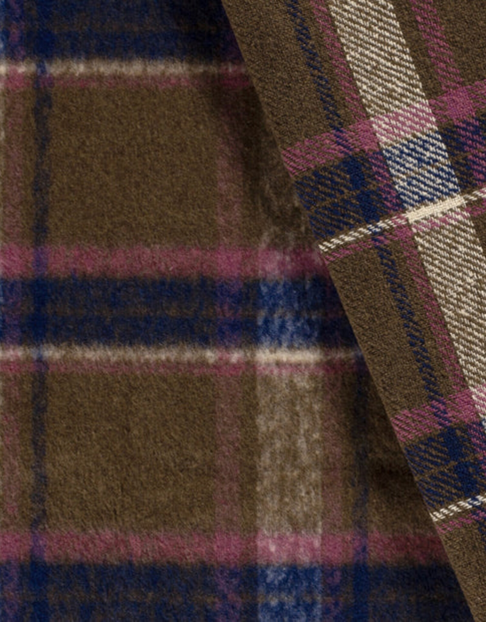 Mantelstof jacquard brushed ruiten camel