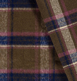 Mantelstof jacquard brushed ruiten camel