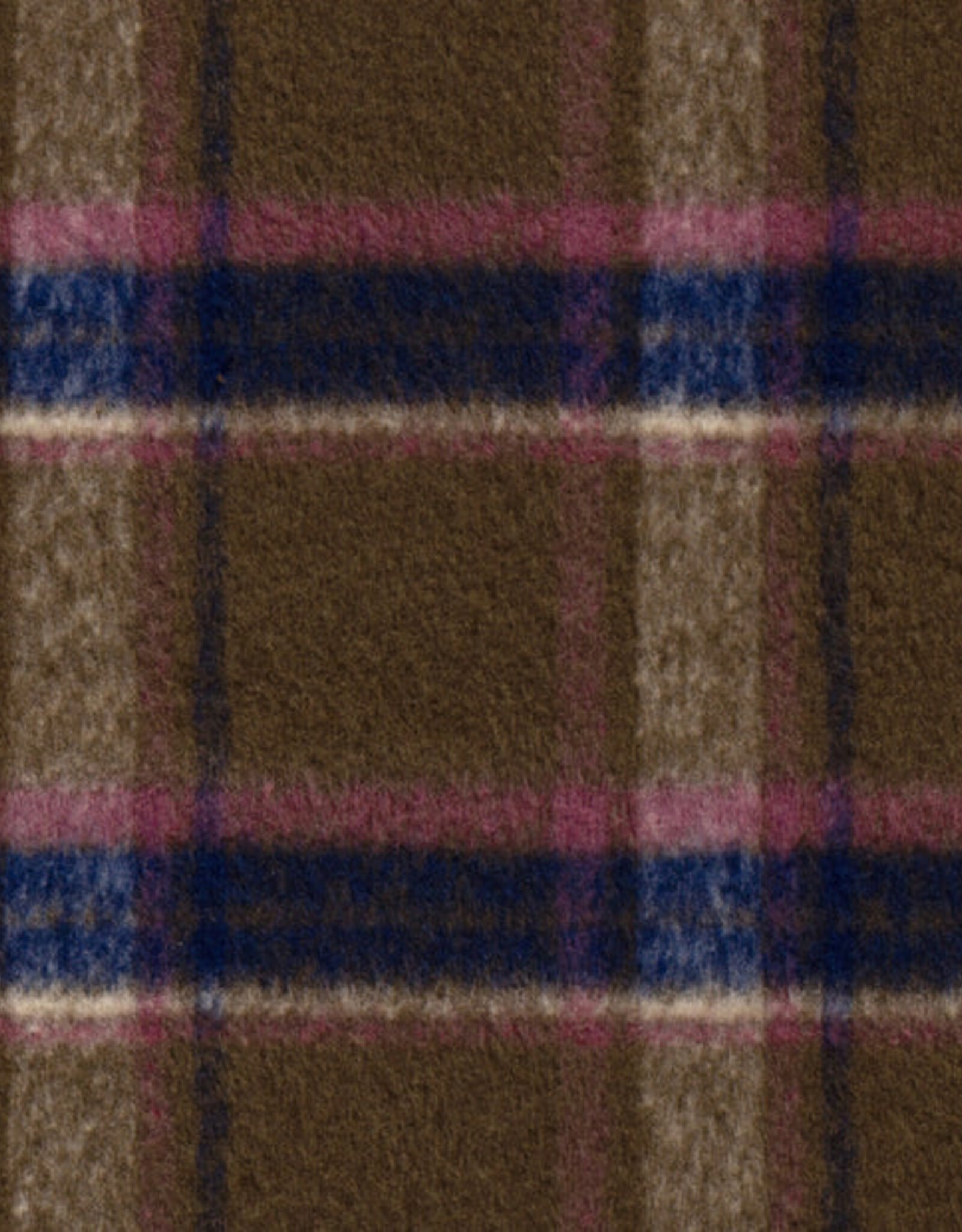 Mantelstof jacquard brushed ruiten camel