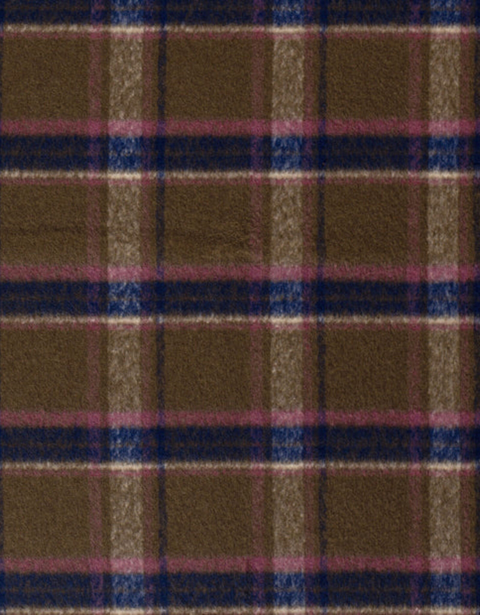 Mantelstof jacquard brushed ruiten camel