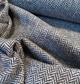 Tweed visgraat marine - ecru