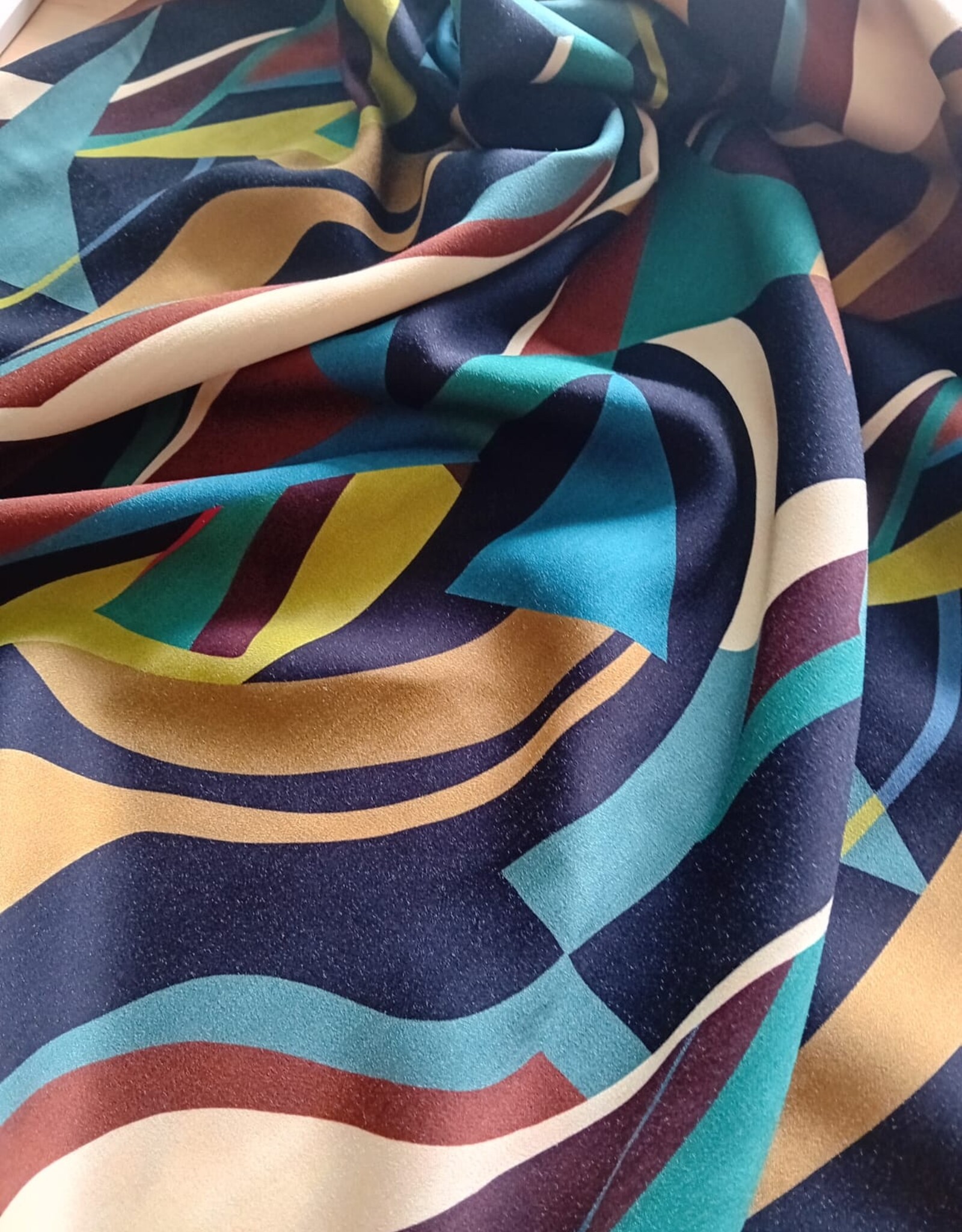 Viscose satijn abstract herfstkleuren
