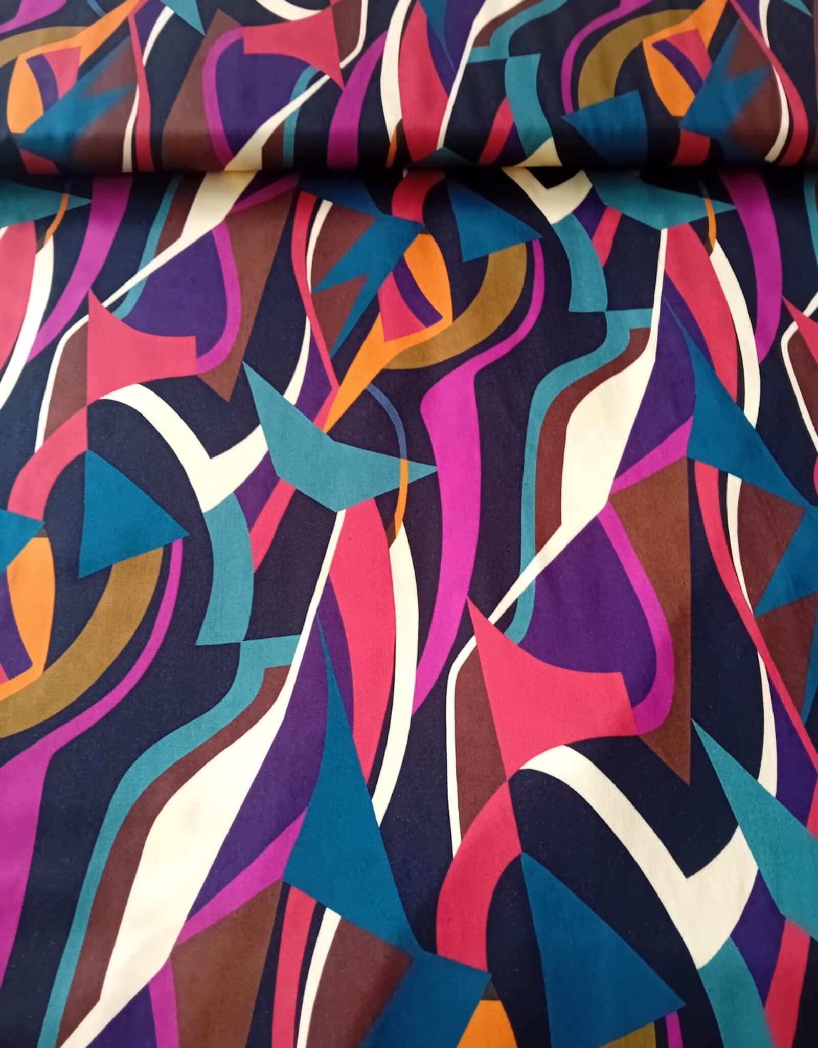 Viscose satijn abstract rood- lila