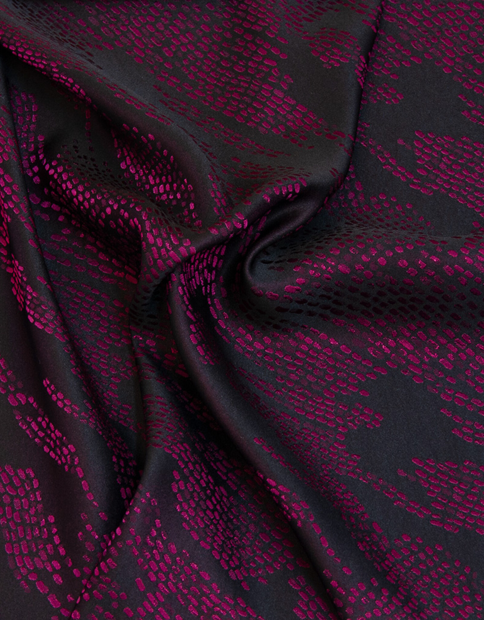 Hilco Dubbelzijdige jacquard satijn Sofie zwart fuchsia