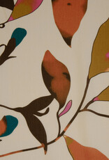 Viscose Irvana grote bladeren oranje beige