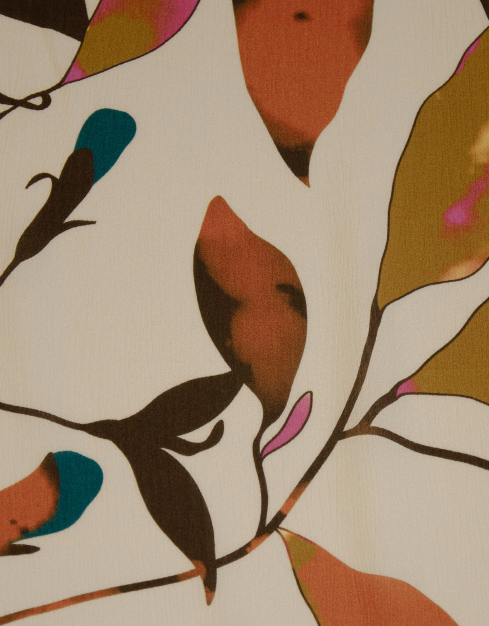 Viscose Irvana grote bladeren oranje beige