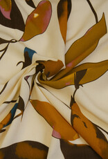 Viscose Irvana grote bladeren oranje beige