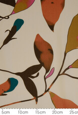 Viscose Irvana grote bladeren oranje beige