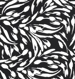 Viscose crepe abstract zwart wit