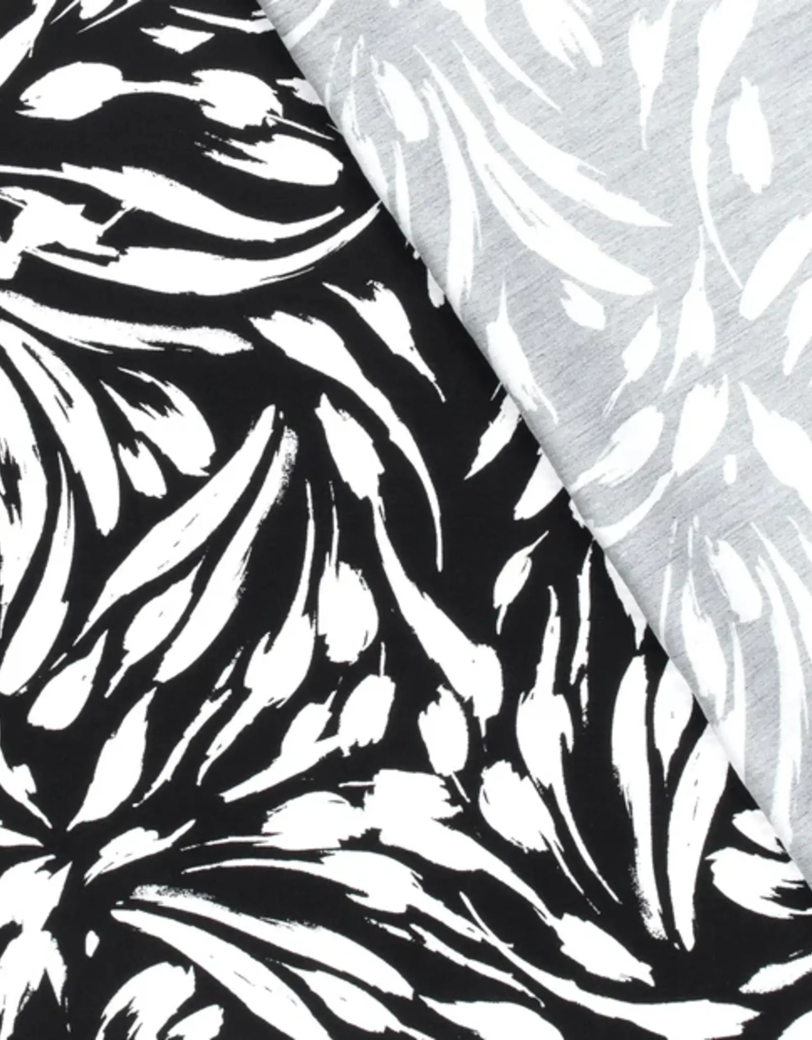 Viscose crepe abstract zwart wit