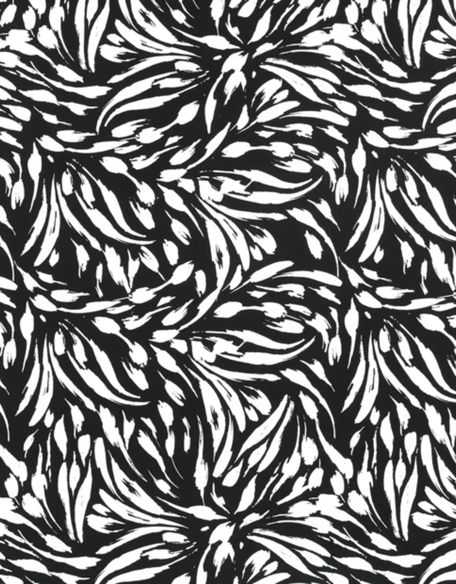 Viscose crepe abstract zwart wit