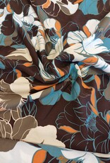 Nooteboom Viscose crepe grote bloemenprint chocoladebruin