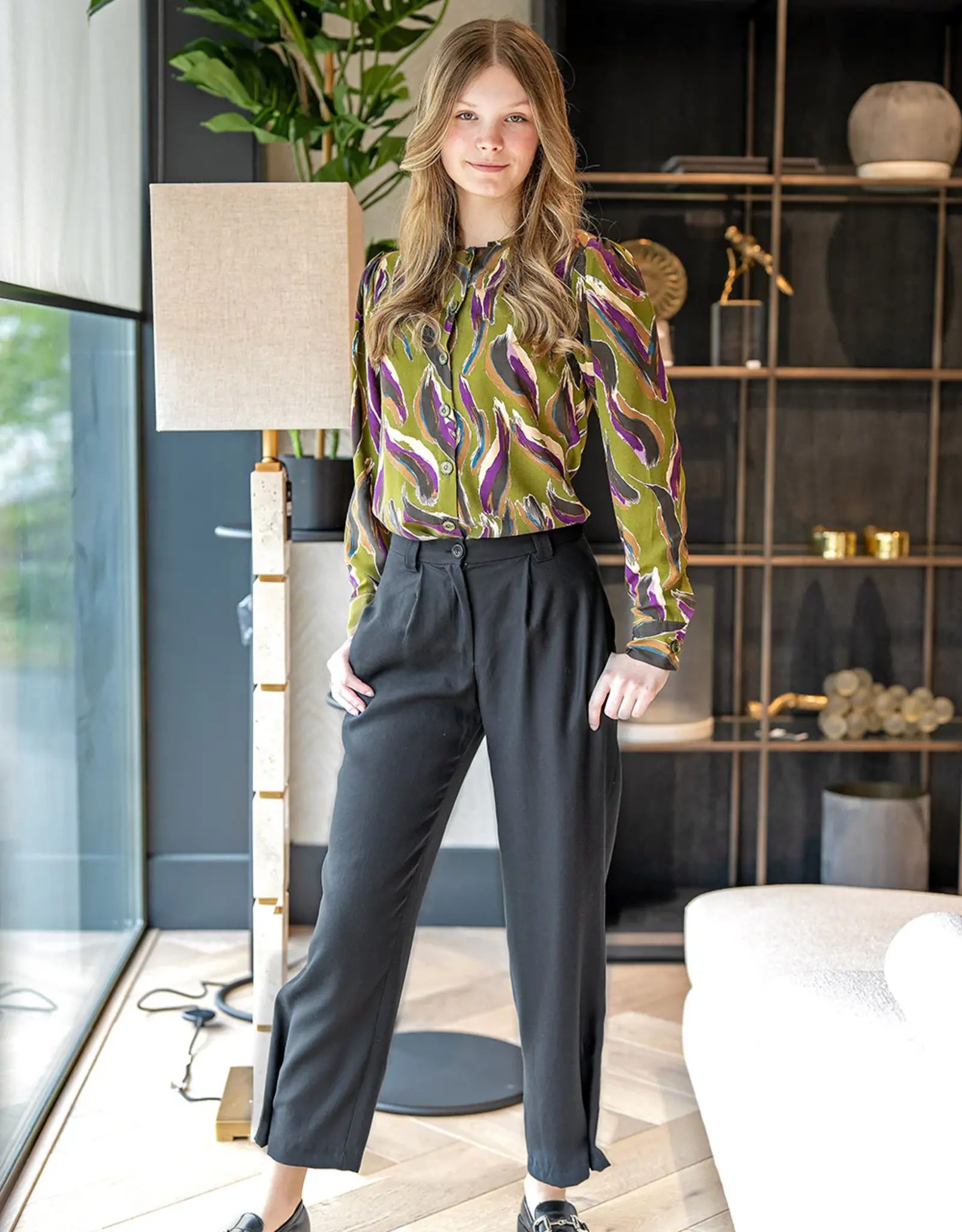 Viscose abstracte vegen kaki groen