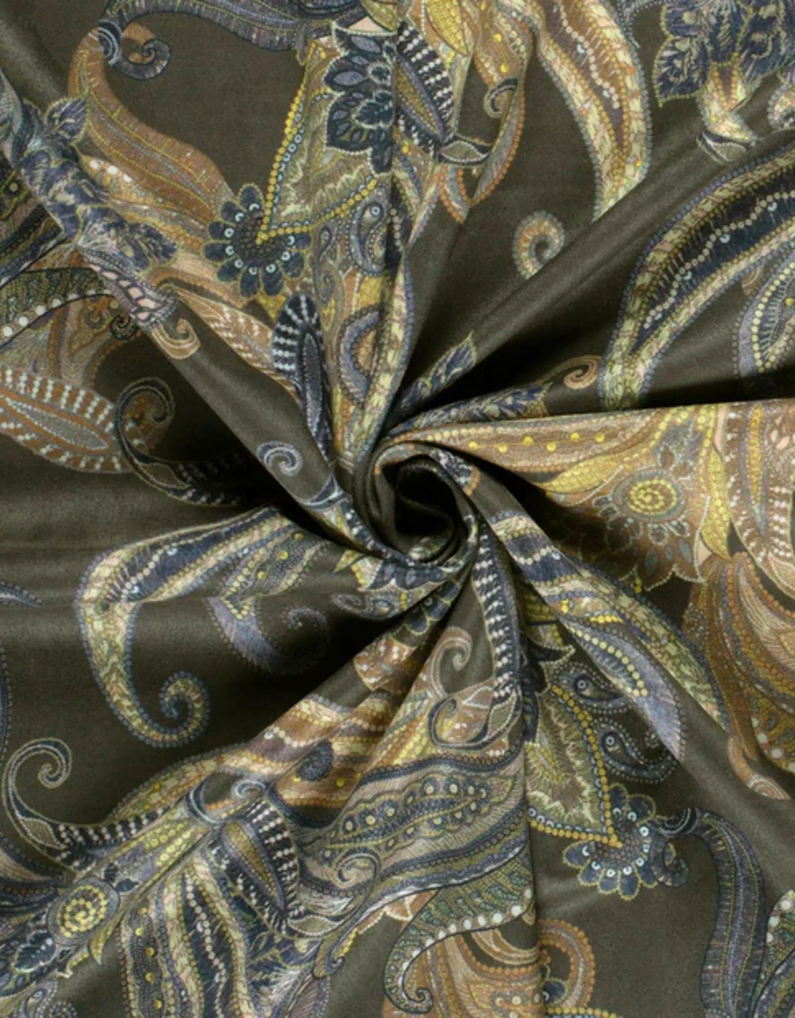 Suede printed paisley groen