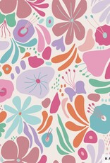 Katia Fabrics Gelamineerd katoen op 70cm hoog  felle bloemen