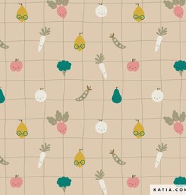 Gelamineerd katoen op 70cm hoog  groeten en fruit beige