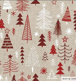 Canvas gerecycled x-mas  kerstboom rood beige