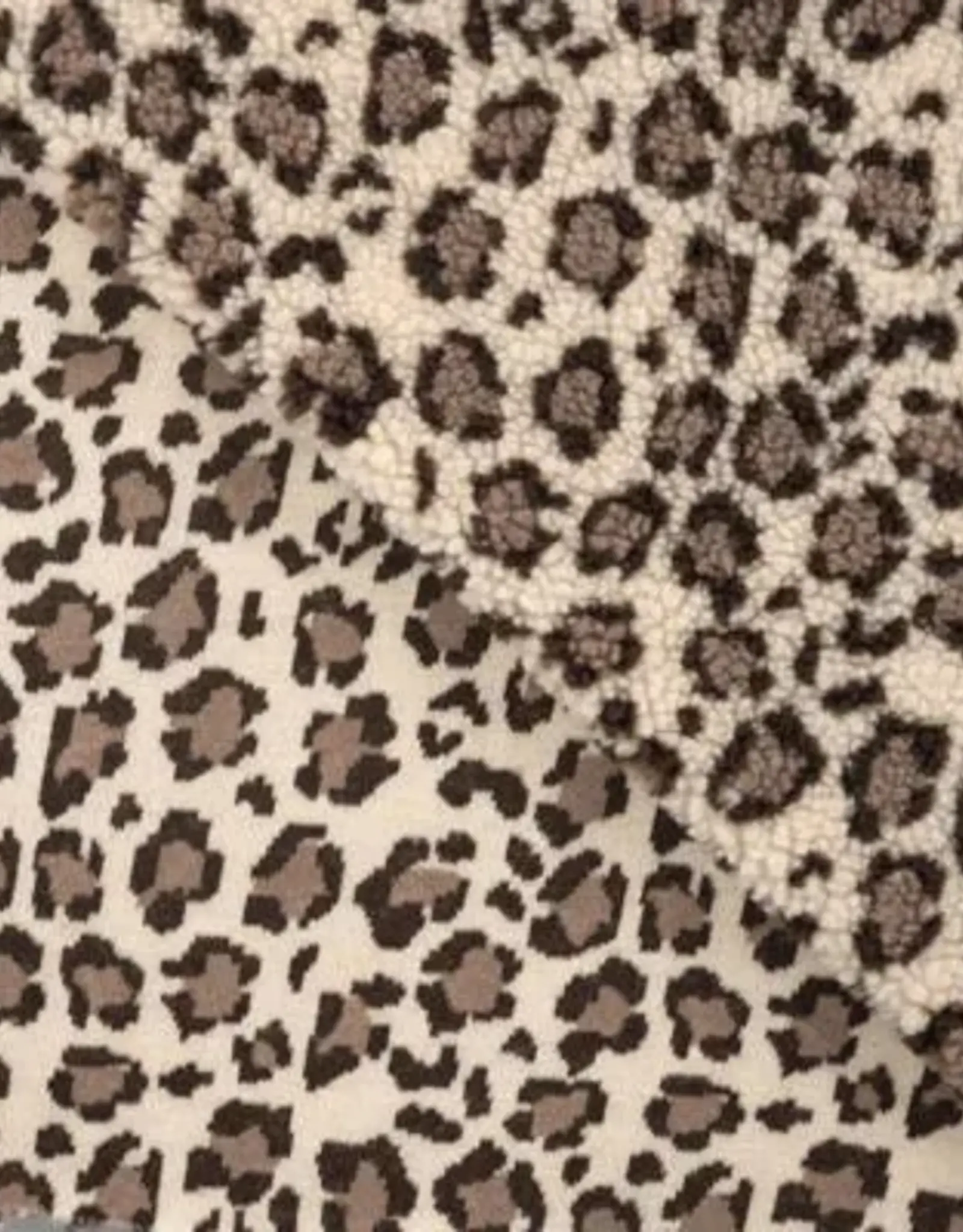 COUPON 100X160CM Curly fur leopard zand