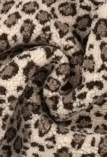 COUPON 100X160CM Curly fur leopard zand